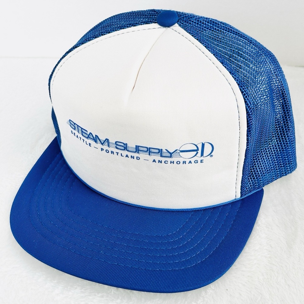 Steam Supply Seattle Portland Anchorage Trucker Hat Cap Snapback Adjustable Blue
